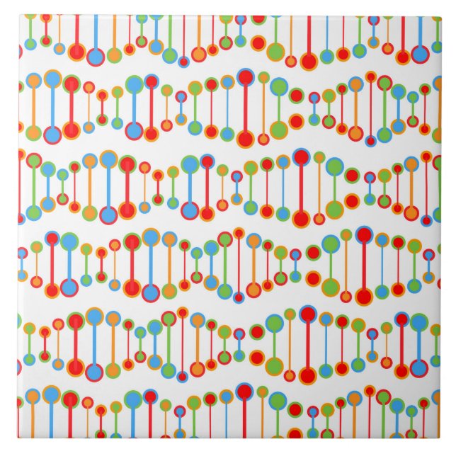 Colourful DNA structure pattern Tile (Front)
