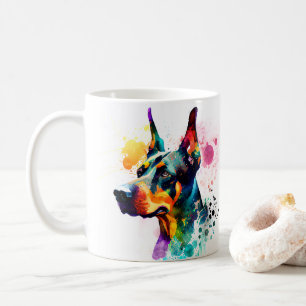 Colourful Doberman Pincher Dog  Pet Coffee Mug, Cu Coffee Mug