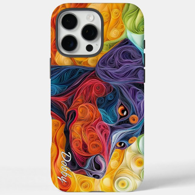 Colourful Doberman Pincher Portrait Case-Mate iPhone Case (Back)