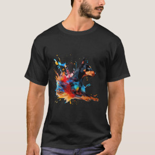 Colourful Dobermann Splashes Of Paint Abstract Art T-Shirt