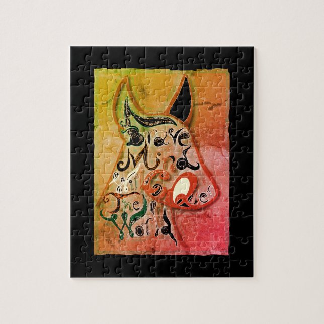 Colourful dog: A brave mind will conquer the world Jigsaw Puzzle (Vertical)