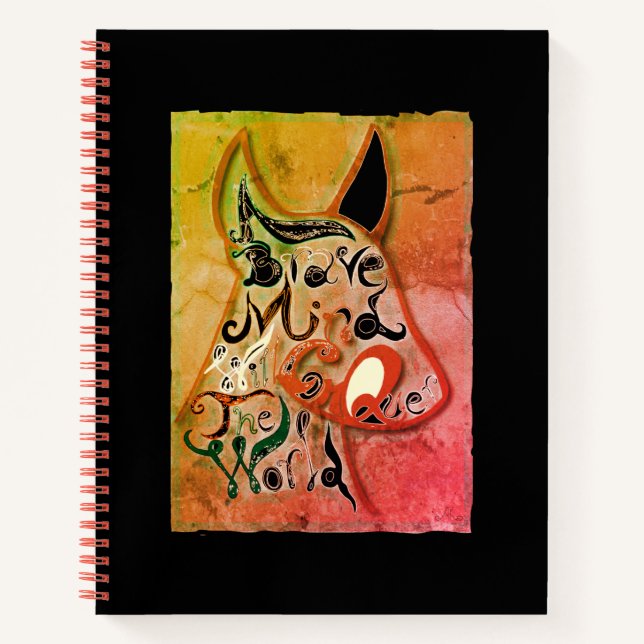 Colourful dog: A brave mind will conquer the world Notebook (Front)