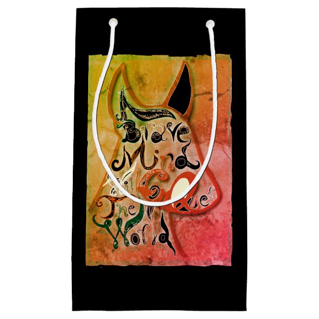 Colourful dog: A brave mind will conquer the world Small Gift Bag (Front)