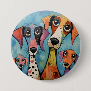 Colourful Dog Abstract Art Cartoon-style 3 Inch Round Button