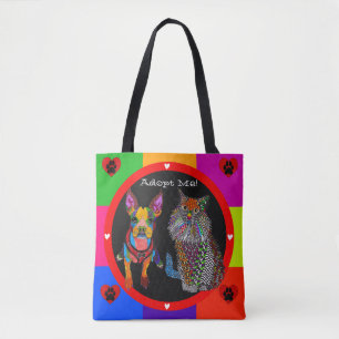 Colourful Dog and Cat Pet Adoption Tote Bag