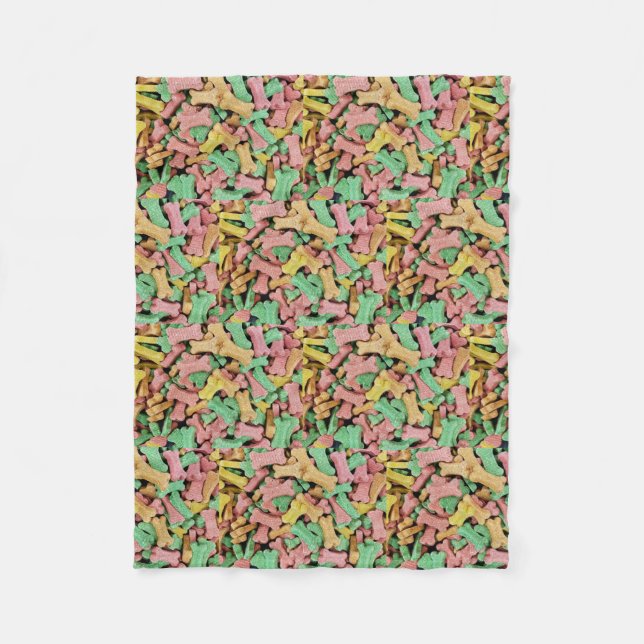 colourful dog bone biscuits fleece blanket (Front)