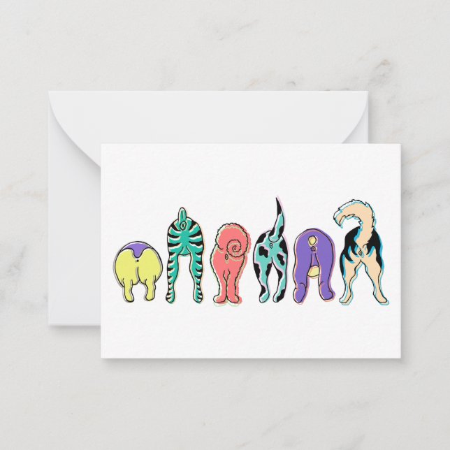 Colourful Dog Butts Card (Front)