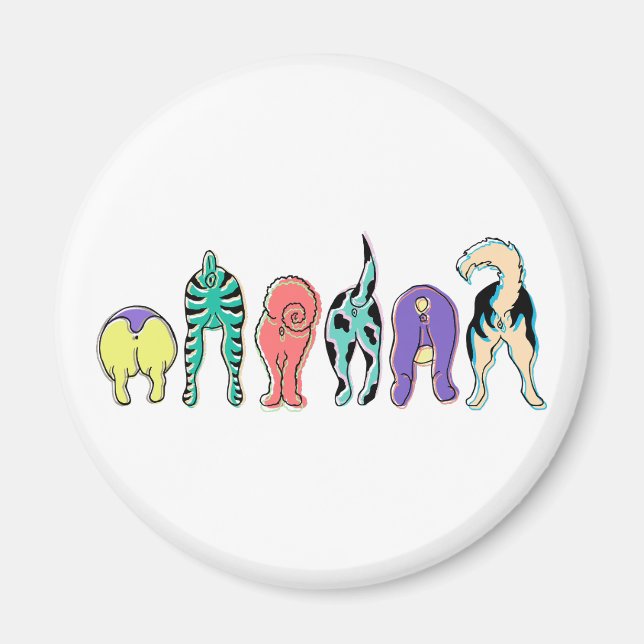 Colourful Dog Butts Magnet (Front)