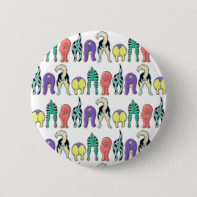 Colourful Dog Butts Pattern 2 Inch Round Button (Front)