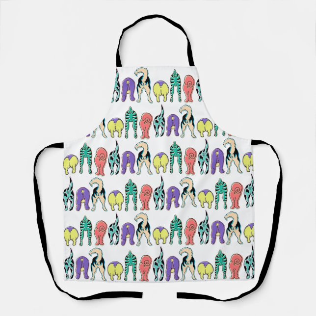 Colourful Dog Butts Pattern Apron (Front)