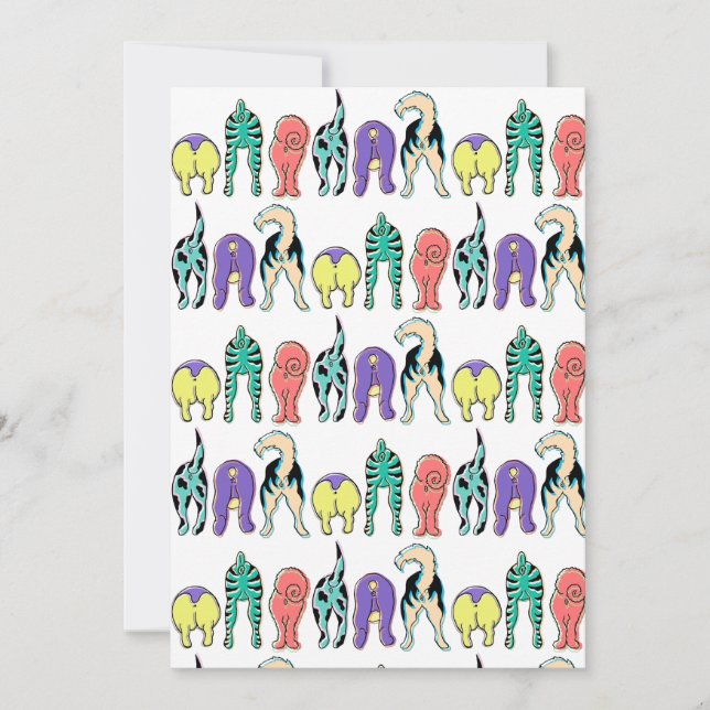 Colourful Dog Butts Pattern Invitation (Front)