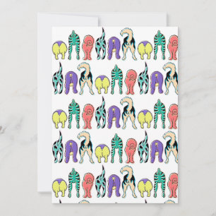 Colourful Dog Butts Pattern Invitation