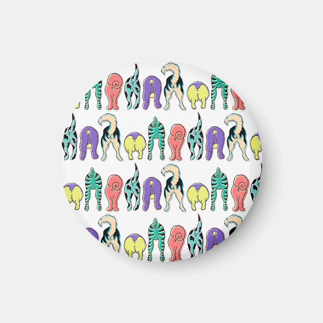 Colourful Dog Butts Pattern Magnet (Front)