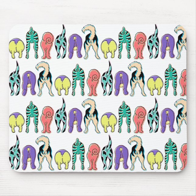 Colourful Dog Butts Pattern Mouse Pad (Front)
