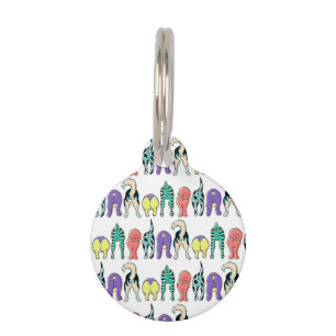 Colourful Dog Butts Pattern Pet Tag