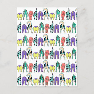 Colourful Dog Butts Pattern Postcard
