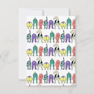 Colourful Dog Butts Pattern Thank You Card