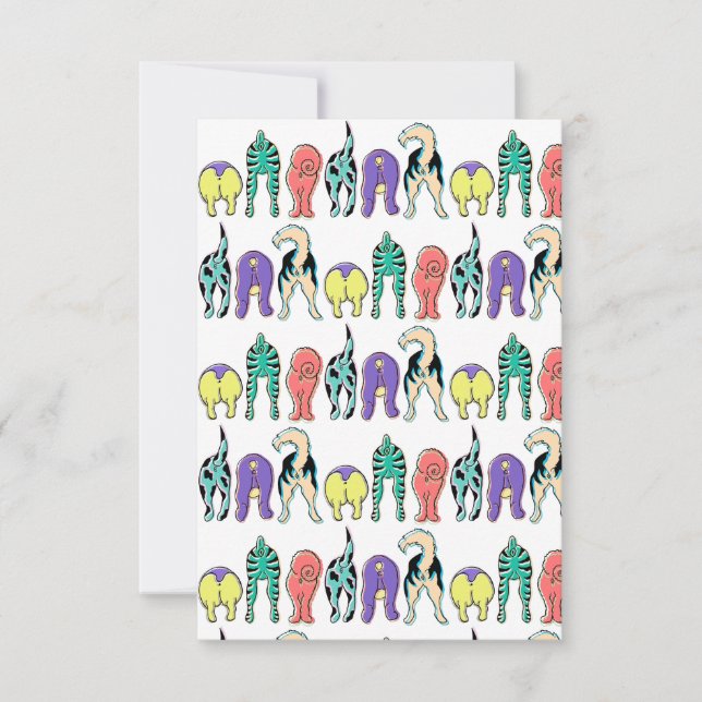 Colourful Dog Butts Pattern Thank You Card (Front)