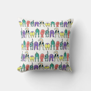 Colourful Dog Butts Pattern Throw Pillow