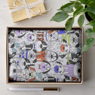 Colourful Dog Crowd Pattern Tissue Paper