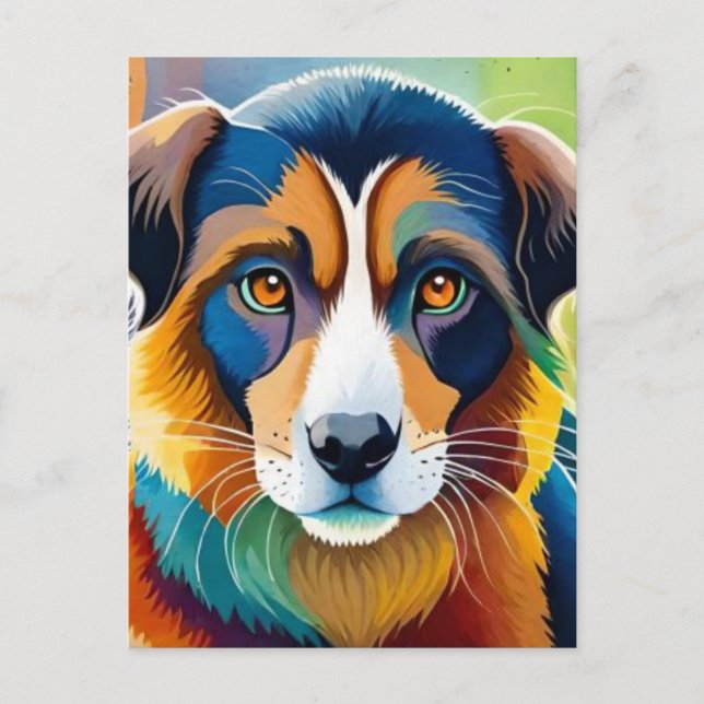 Colourful dog face close up  postcard (Front)
