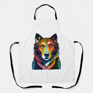 colourful dog graphic -   apron
