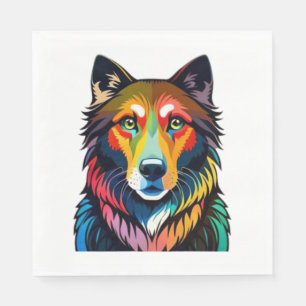 colourful dog graphic - napkin
