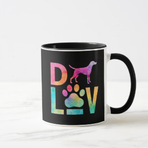 Colourful Dog Love Paw Watercolor Art Mug