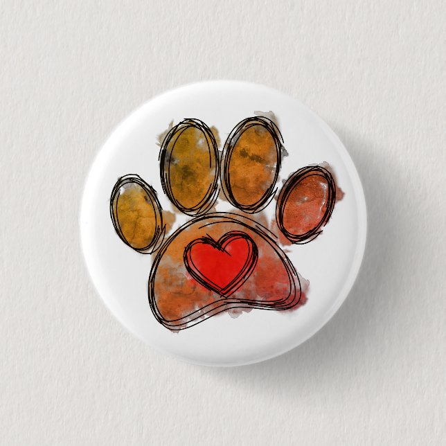 Colourful Dog Lover Drawing Watercolor 1 Inch Round Button (Front)