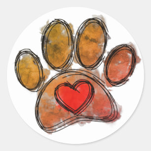 Colourful Dog Lover Drawing Watercolor Classic Round Sticker