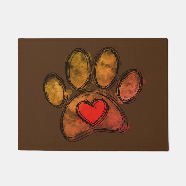 Colourful Dog Lover Drawing Watercolor Doormat (Front)