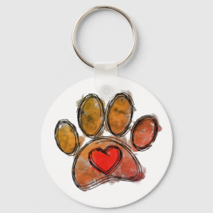 Colourful Dog Lover Drawing Watercolor Keychain