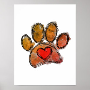 Colourful Dog Lover Drawing Watercolor Poster
