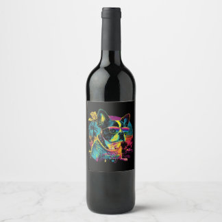 colourful-dog-painting-with-black-background wine label