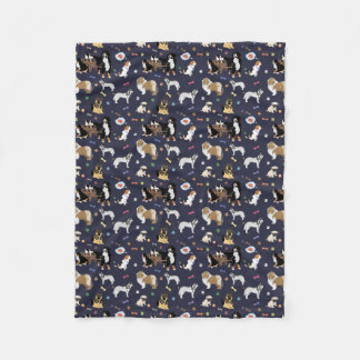 Colourful Dog Pattern Fleece Blanket