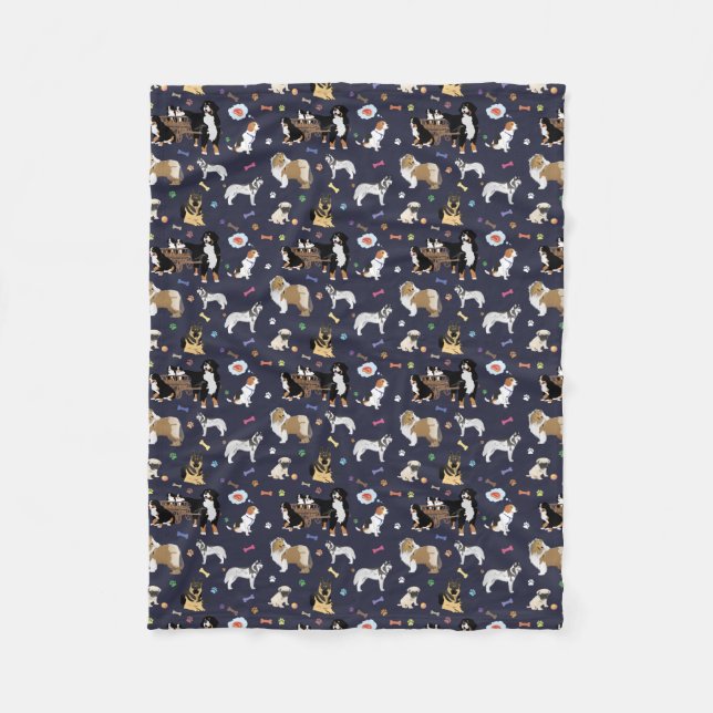 Colourful Dog Pattern Fleece Blanket (Front)