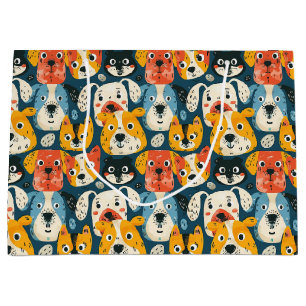 Colourful Dog Pattern Large Gift Bag