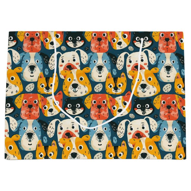 Colourful Dog Pattern Large Gift Bag (Front)