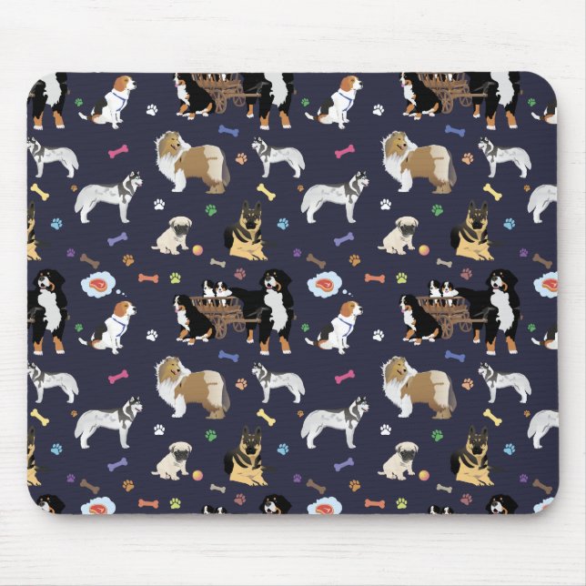 Colourful Dog Pattern Mouse Pad (Front)