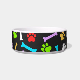 Colourful Dog Paw & Bones Seamless Pattern Bowl