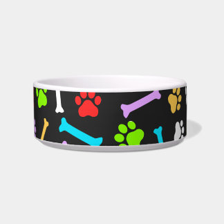 Colourful Dog Paw & Bones Seamless Pattern Bowl