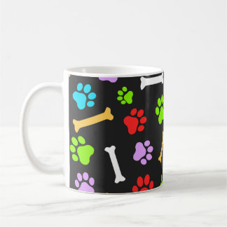 Colourful Dog Paw & Bones Seamless Pattern Coffee Mug