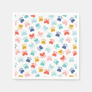 Colourful Dog Paw Party  Napkin
