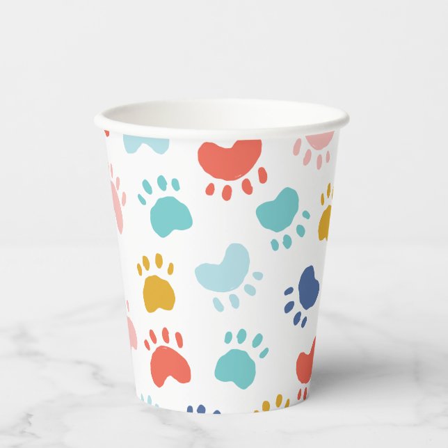 Colourful Dog Paw Party  Paper Cups (Front)
