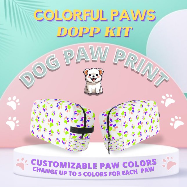 Colourful Dog Paw Print Design, Editable Paw Colou Dopp Kit (Creator Uploaded)
