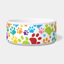 Colourful dog paw print made of heart