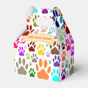 Colourful Dog Paw Prints All Over Favor Box