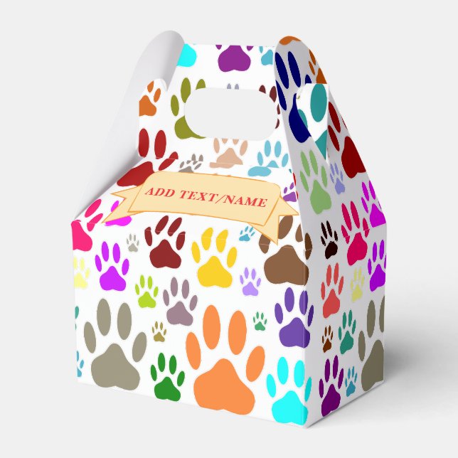 Colourful Dog Paw Prints All Over Favor Box (Front Side)