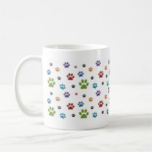 Colourful Dog Paw Prints Mug