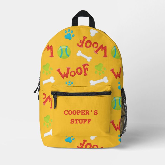 Colourful  Dog Paw Prints  Printed Backpack (Front)